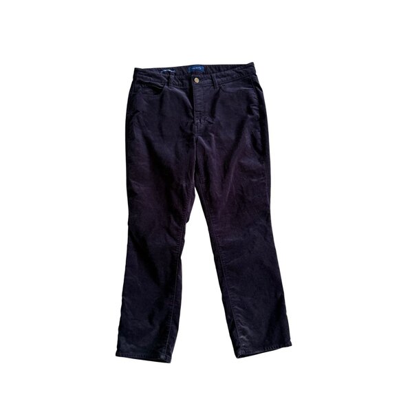 TALBOTS navy Blue Velvety High Waist Curvy Straight Leg Pants Size 14P - Picture 4 of 5